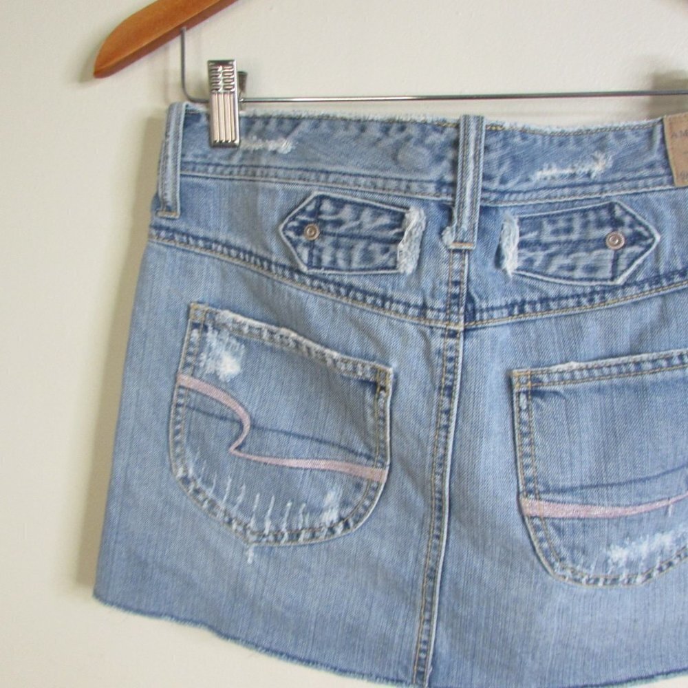 American Eagle Mini Skirt 6 Distressed Denim - Picture 13 of 13